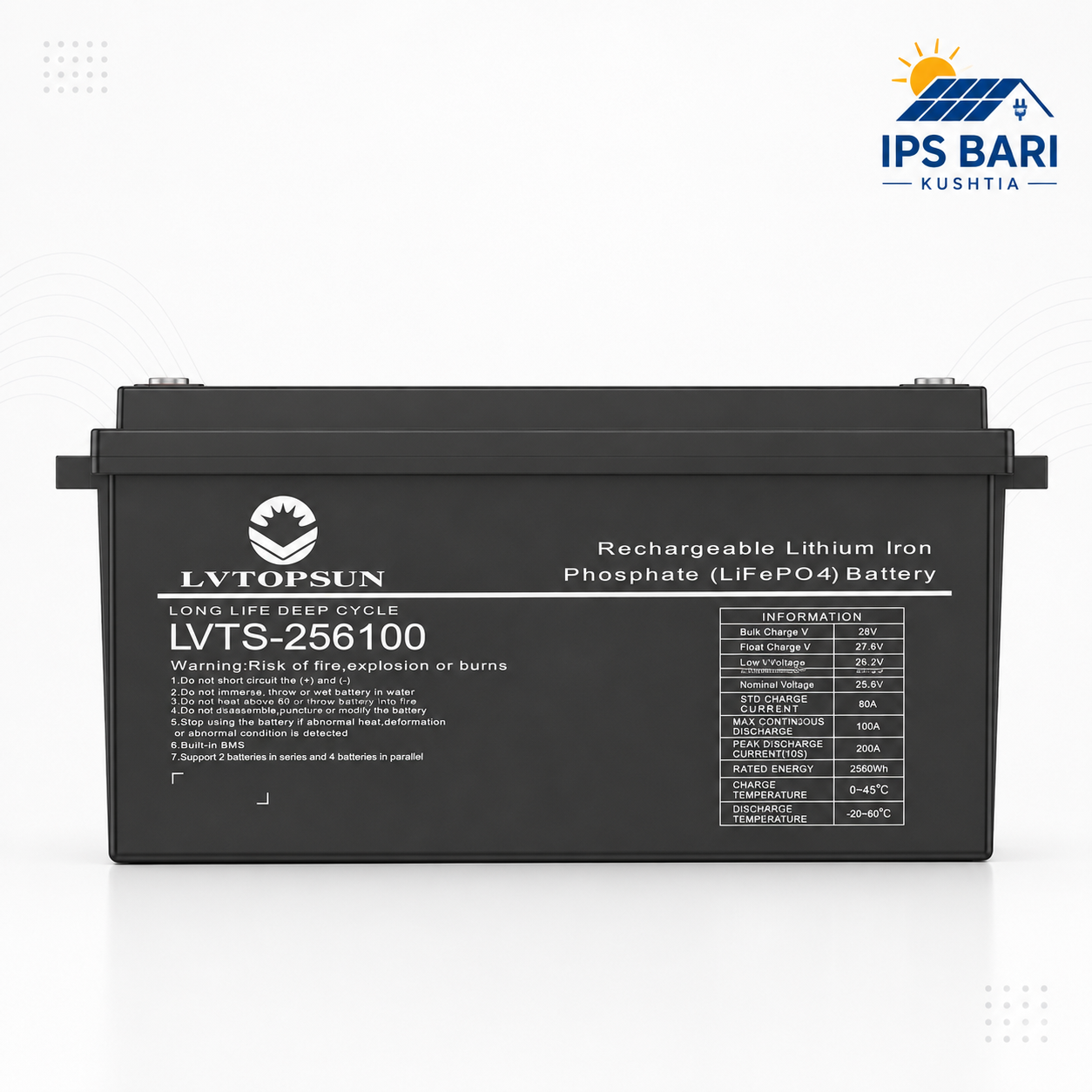 LVTOPSUN LVTS-256100-E 25.6V 100Ah 2.56kWh LiFePO₄ Lithium Battery Price in Bangladesh