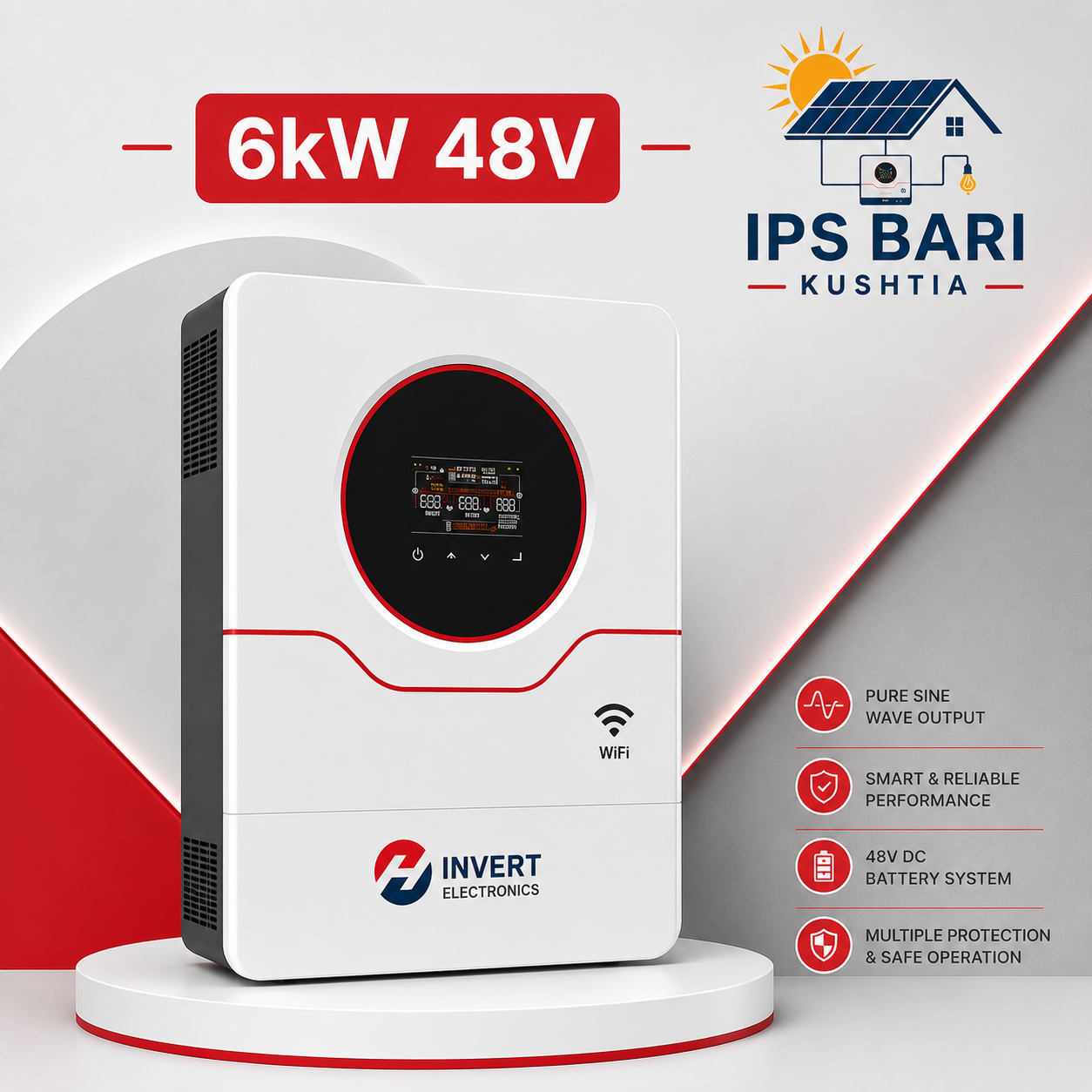 Hinvert HMK Plus 6KW 48V MPPT Off-Grid Hybrid Solar Inverter with WiFi Price in Bangladesh
