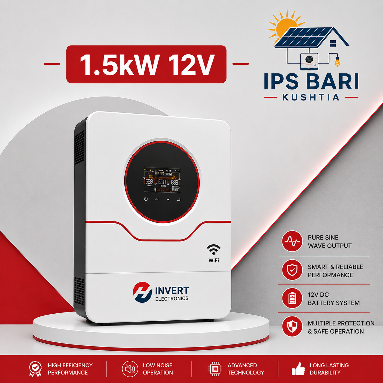 Hinvert HMK Plus 1.5KW 12V MPPT Off-Grid Hybrid Solar Inverter with WiFi Price in Bangladesh