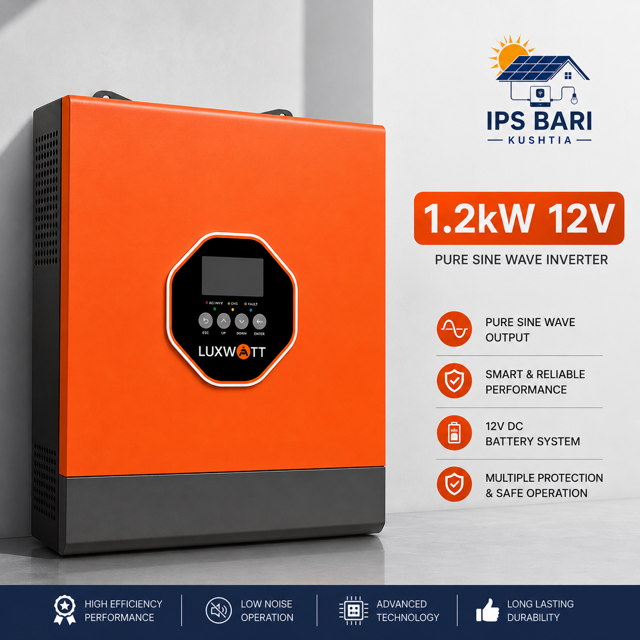 Luxwatt 1.2kW 12V Pure Sine Wave Hybrid Solar Inverter Price in Bangladesh