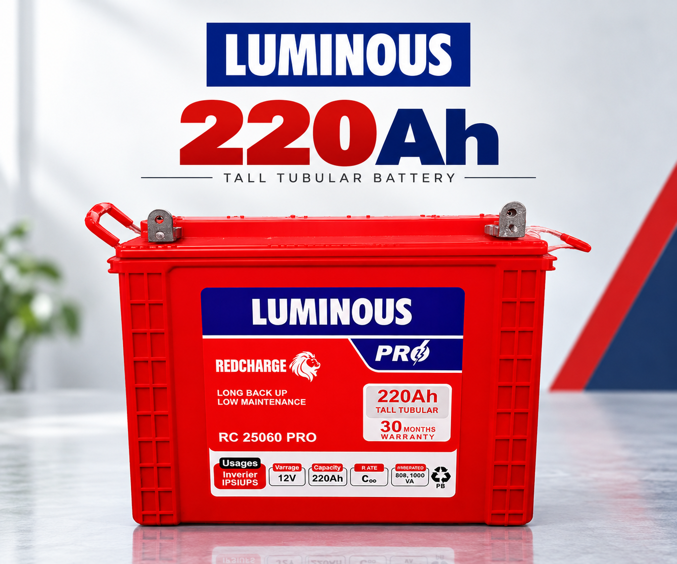 Luminous Pro 220Ah Tall Tubular Battery 12V IPS Battery Price in Bangladesh